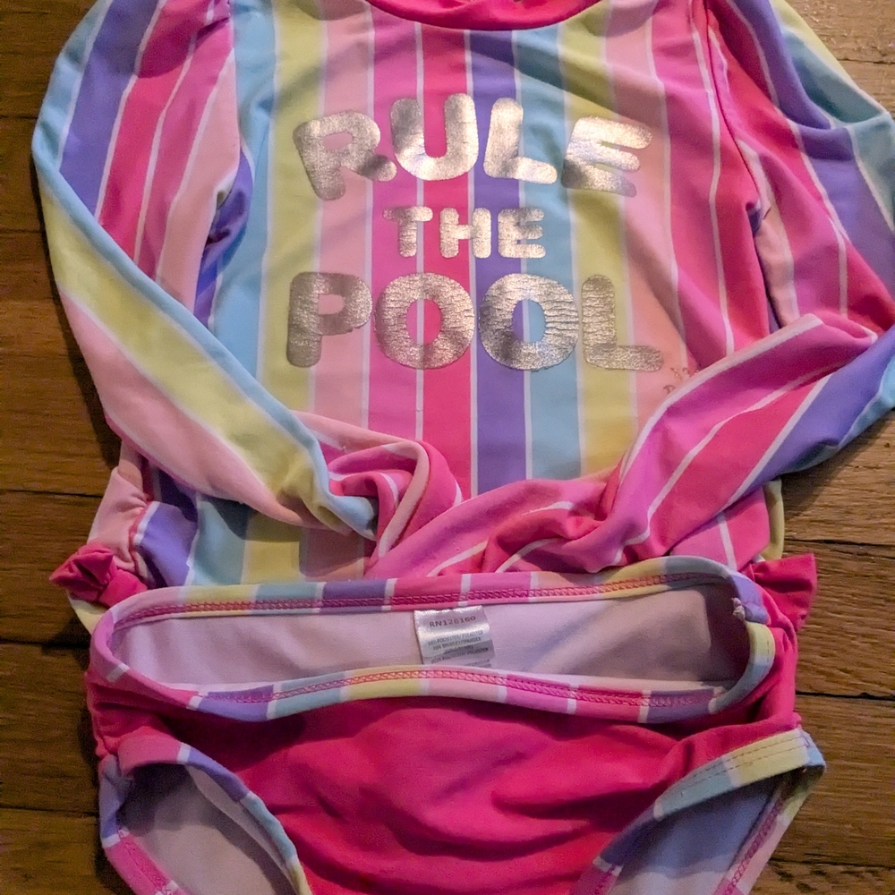 Betsey Johnson Pink and Blue Striped Kids Swimsuit